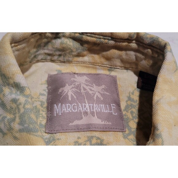 Jimmy Buffett Margaritaville Silk Linen Blend Hawaiian Camp Shirt Beach Aloha L - Picture 6 of 9